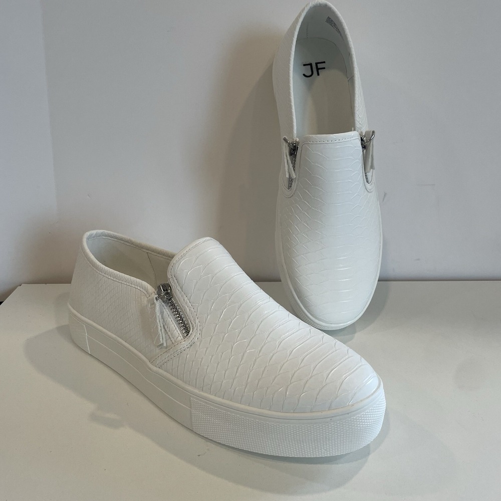 Just Fab White Courtney Platform Sneakers Textured Shoes Womens Size 9.5